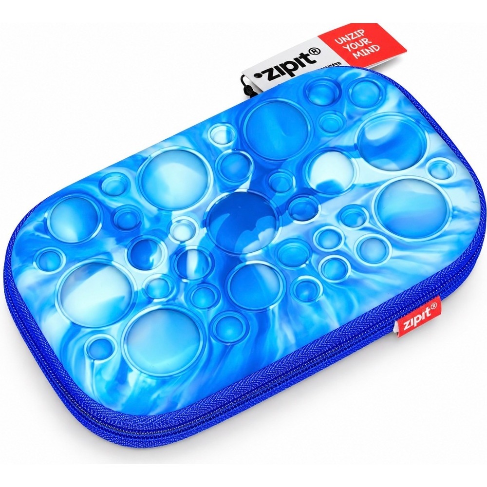 Zipit Bubble Top Pencil Box Kids Blue New Space Galaxy Sensory Hard Case
